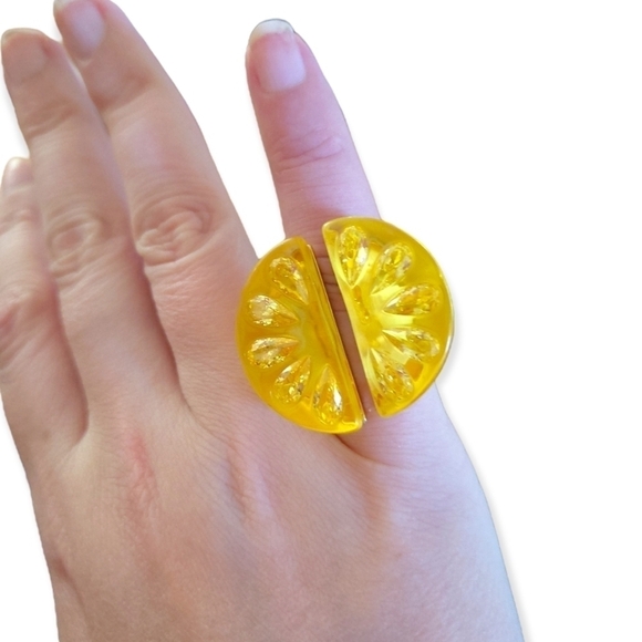 New Kate Spade Cocktail Ring Tutti Fruity Statement Ring Size 6 Lemon Ring - Picture 6 of 12